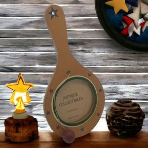 Paddle Ball Wooden 10in Picture Free Standing Frame Holds 3.7 Photo